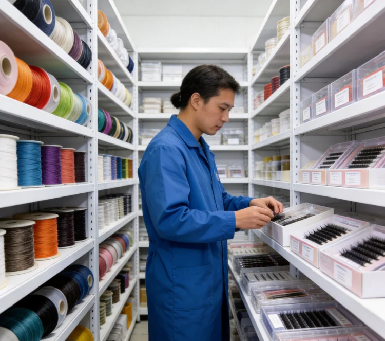Organized eyelash material and sample storage